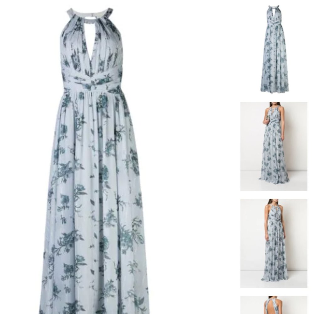 Marchesa Notte Bridesmaids - Blue Floral Gown Size 4